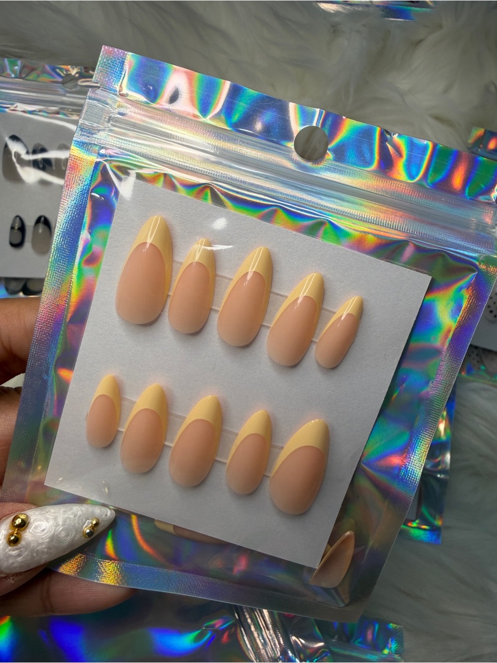 Peach & Pale Yellow Almond Press-On Nails